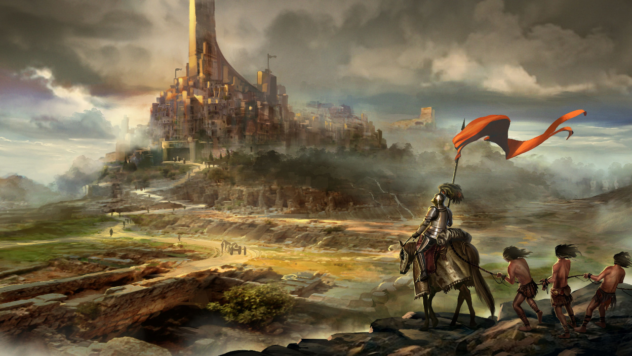 Обои средневековье, мифология, живопись, мир, пейзаж в разрешении 1280x720