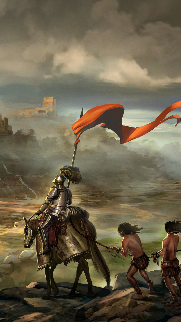 Обои средневековье, мифология, живопись, мир, пейзаж в разрешении 750x1334