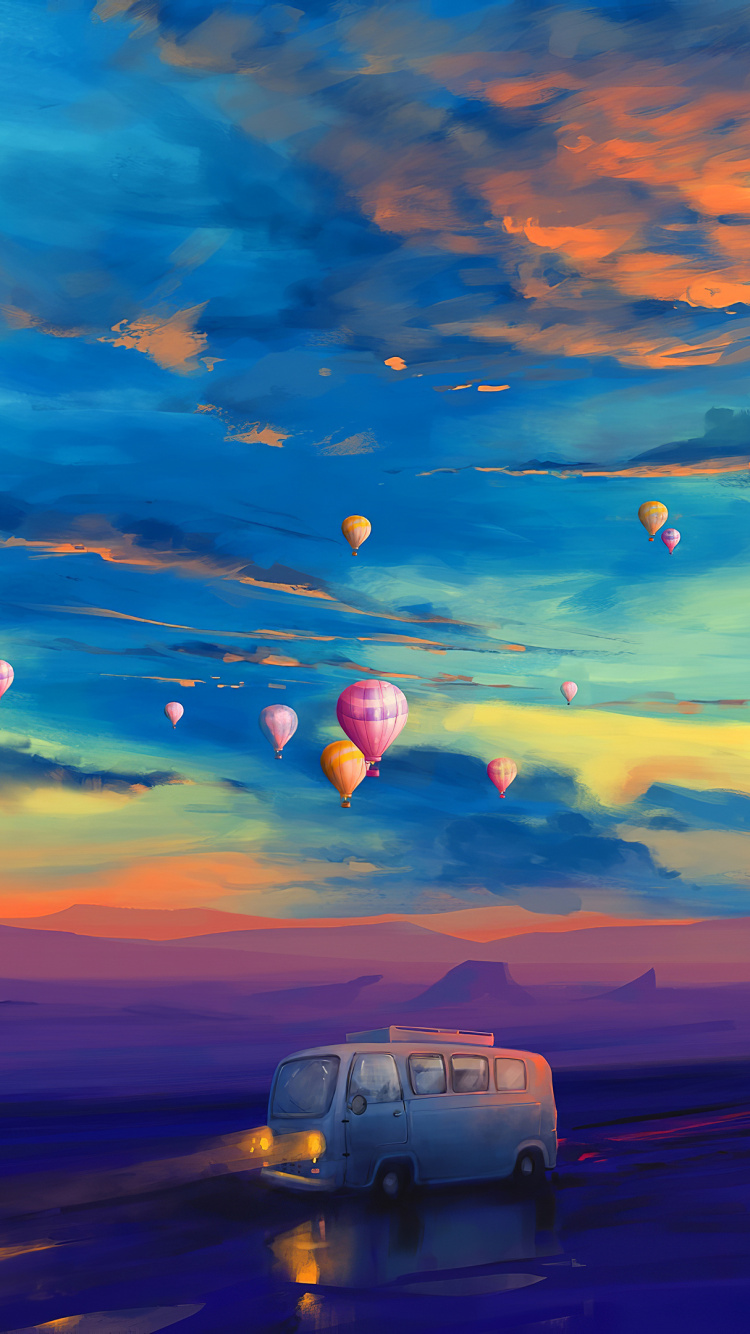 Обои горизонт, экорегион, облако, иллюстрация, послесвечение в разрешении 750x1334