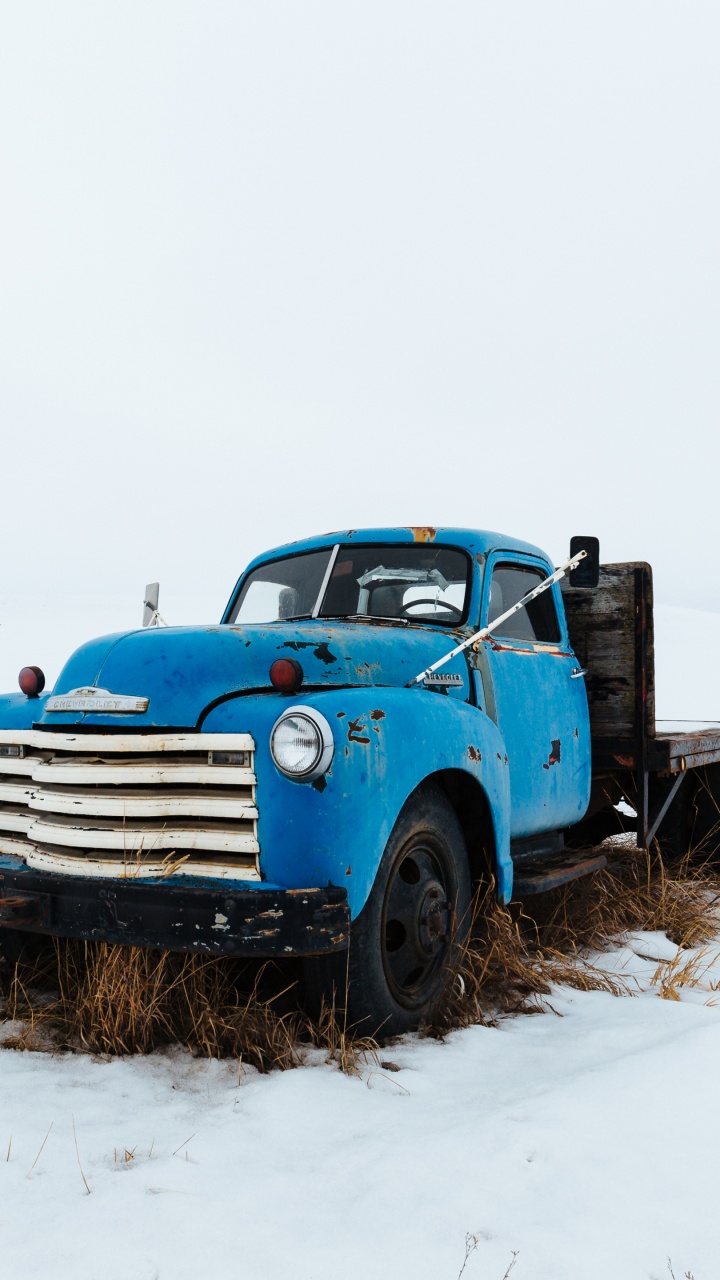 Обои снег, грузовик, Пикап, автомобильный экстерьер, джип в разрешении 720x1280