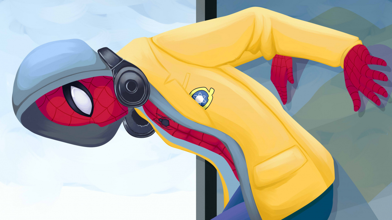 Обои надувные, вымышленный персонаж, Человек-паук обратно в черный, желтый, человек-паук в разрешении 1280x720