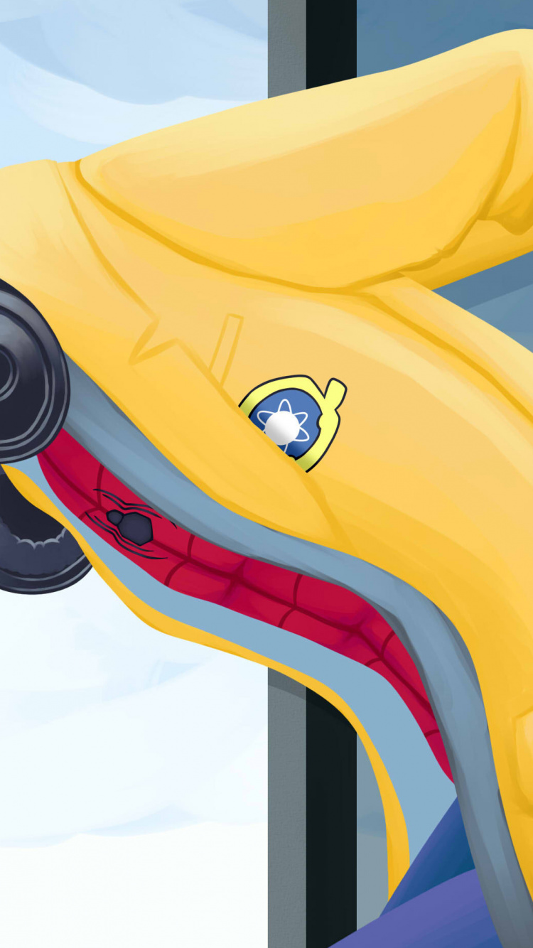 Обои надувные, вымышленный персонаж, Человек-паук обратно в черный, желтый, человек-паук в разрешении 750x1334