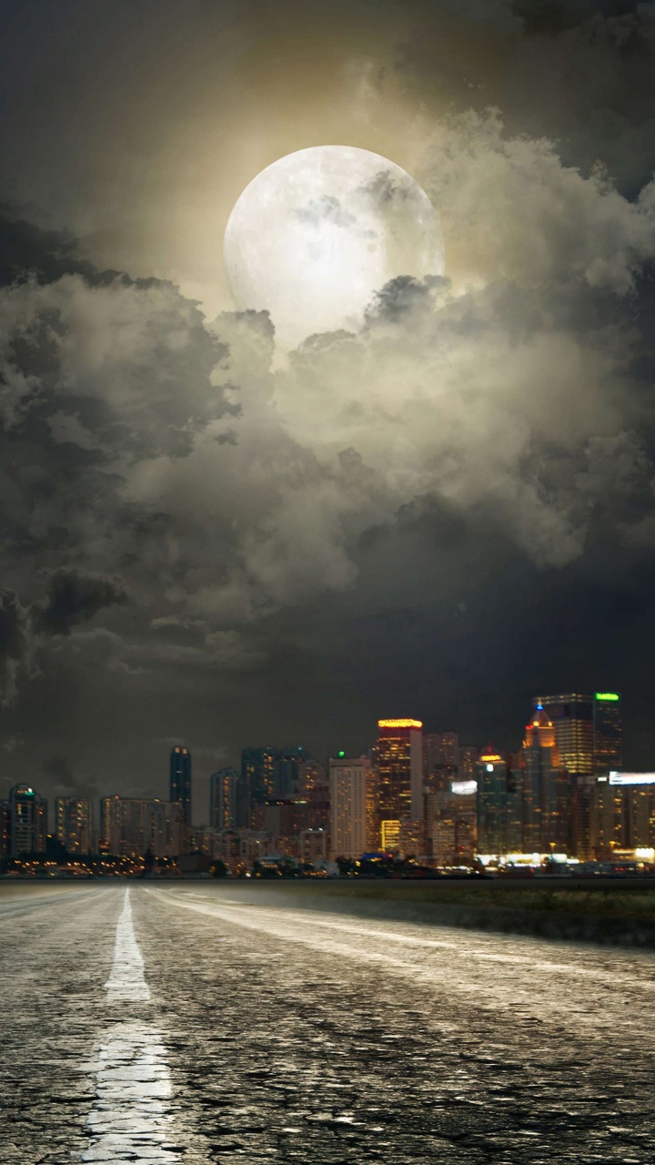 Обои ночь, город, облако, атмосфера, Глаза На Нас в разрешении 720x1280