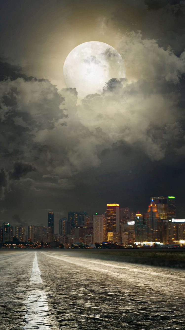 Обои ночь, город, облако, атмосфера, Глаза На Нас в разрешении 750x1334