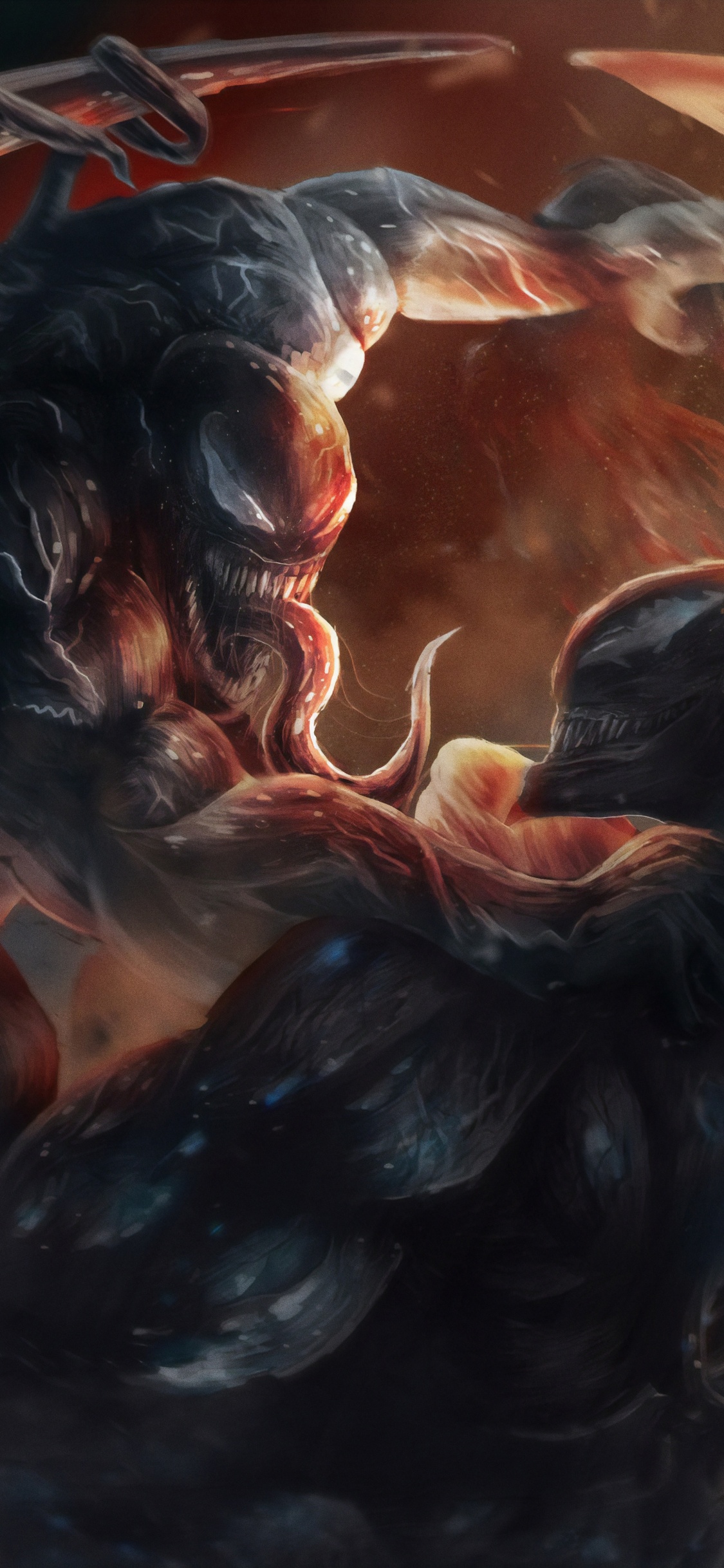 Обои веном, комиксы Марвел, демон, мифология, сверхъестественное существо в разрешении 1125x2436