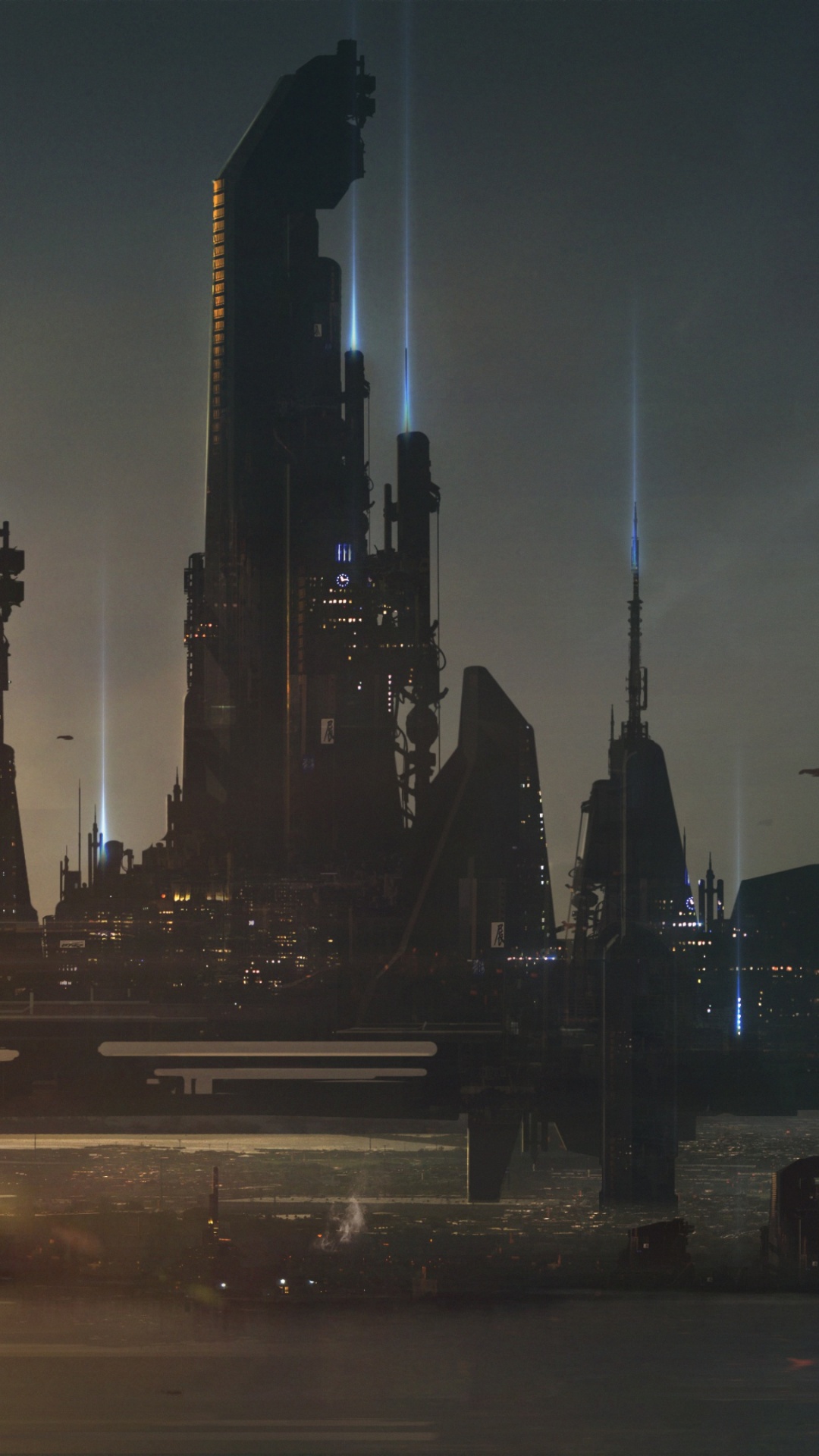 Обои концепт арт, ориентир, город, городской пейзаж, ночь в разрешении 1080x1920