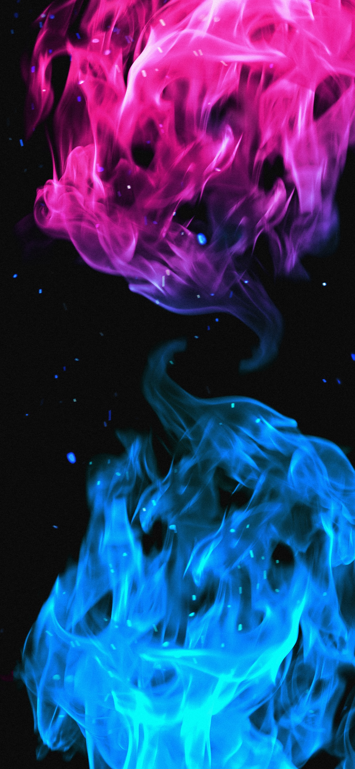 Обои яблоко, жидкий, синий, свет, пурпур в разрешении 1242x2688