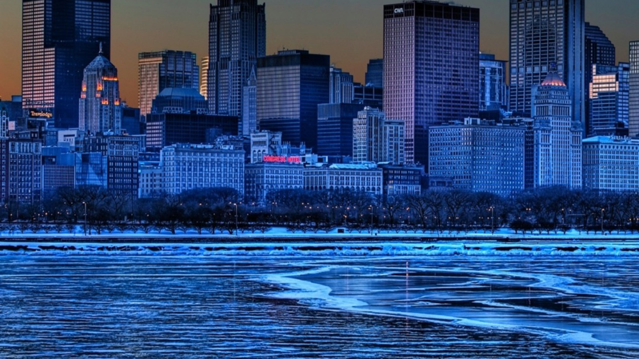 Обои Чикаго, вода, ориентир, прохладный Чикаго, городской район в разрешении 1280x720