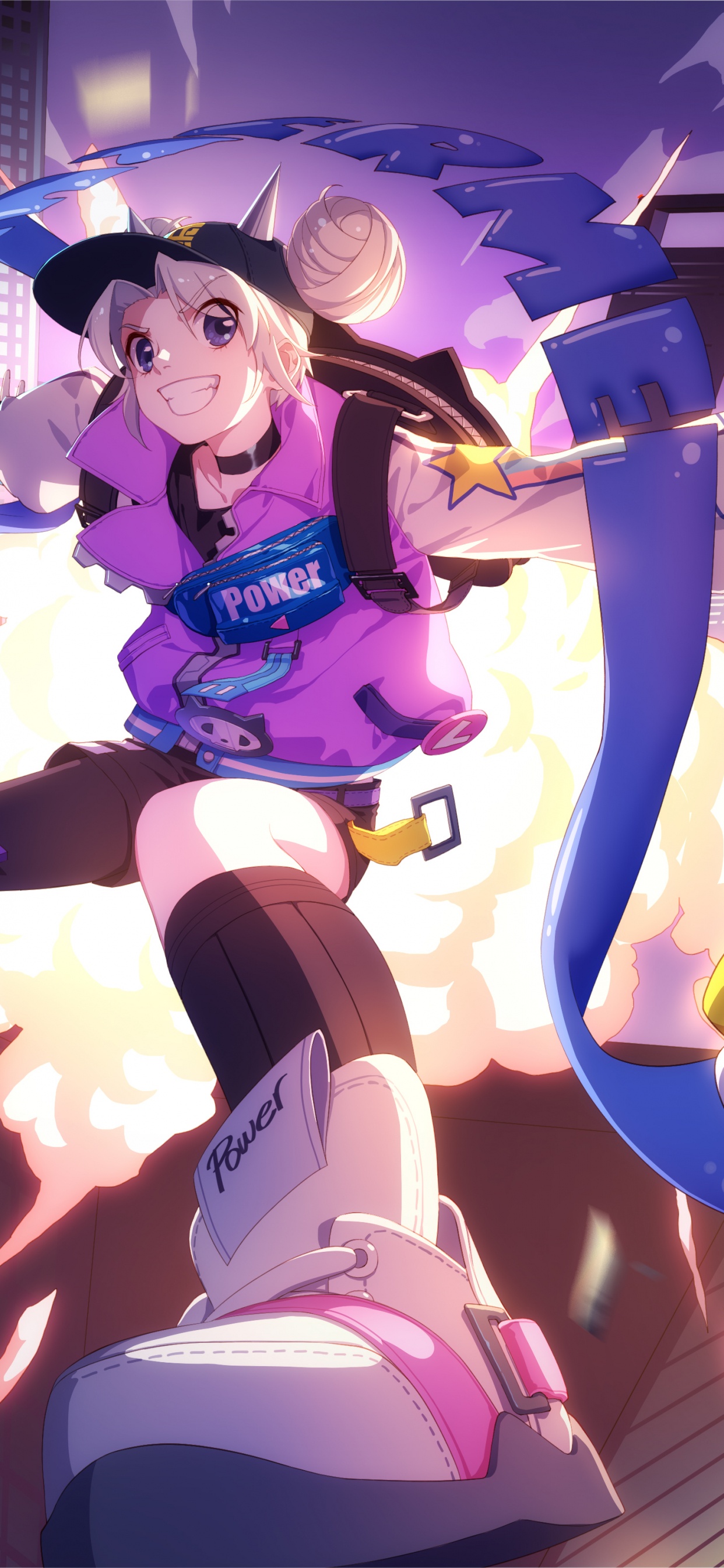 Обои аниме, пурпур, иллюстрация, графический дизайн, забава в разрешении 1242x2688