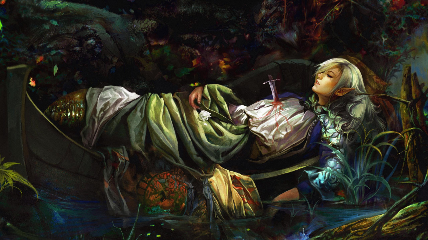 Обои живопись, арт, темнота, мифология, искусство в разрешении 1366x768