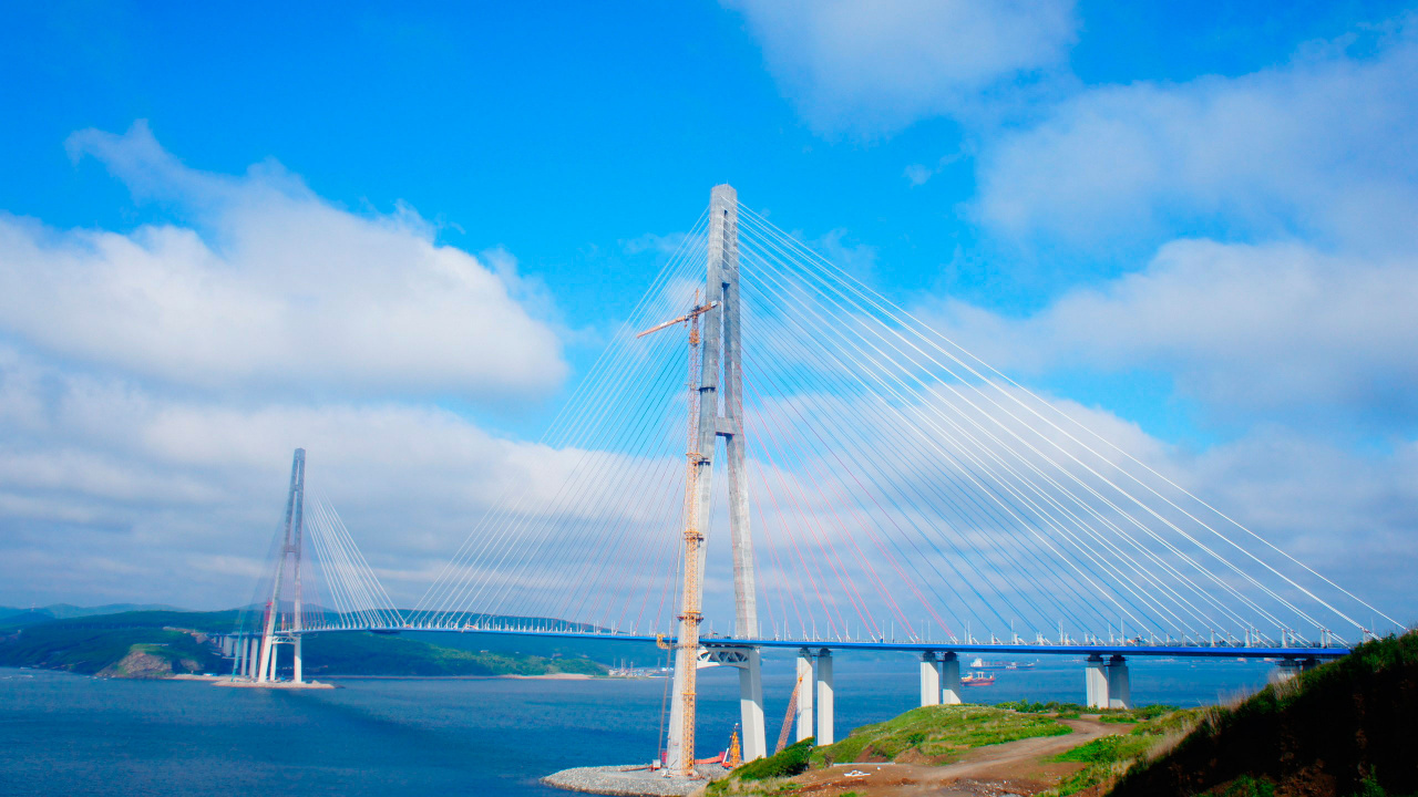 Обои Владивосток, мост, вантовый мост, extradosed мост, Москва в разрешении 1280x720