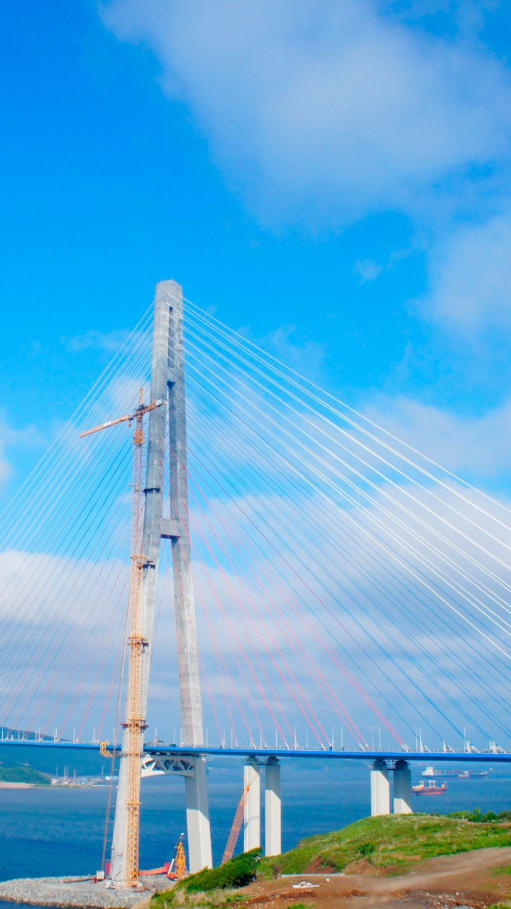 Обои Владивосток, мост, вантовый мост, extradosed мост, Москва в разрешении 720x1280