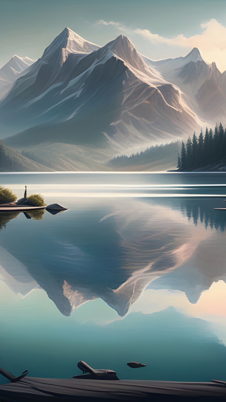 Обои вода, гора, гидроресурсы, растение, облако в разрешении 720x1280