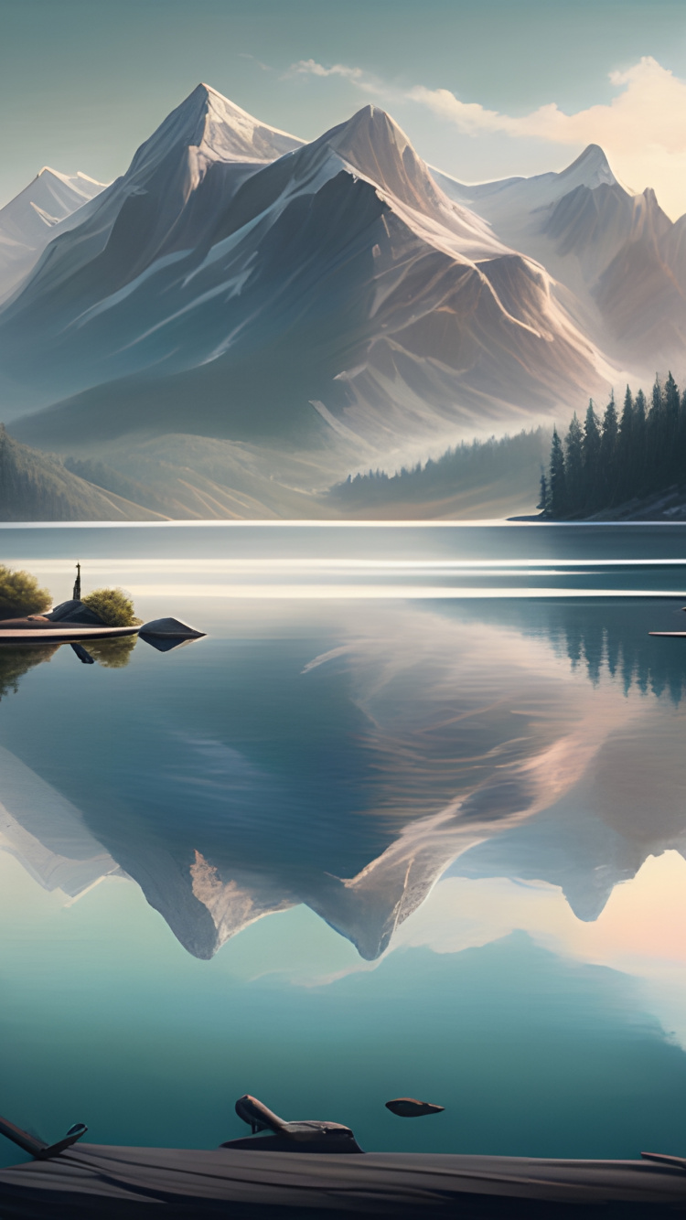 Обои вода, гора, гидроресурсы, растение, облако в разрешении 750x1334