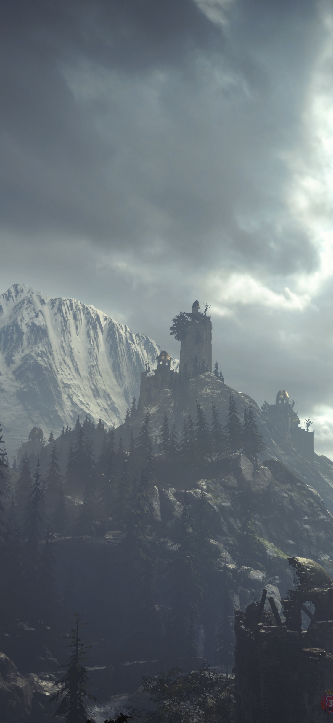 Обои Альпы, горный рельеф, гора, горный хребет, облако в разрешении 1125x2436