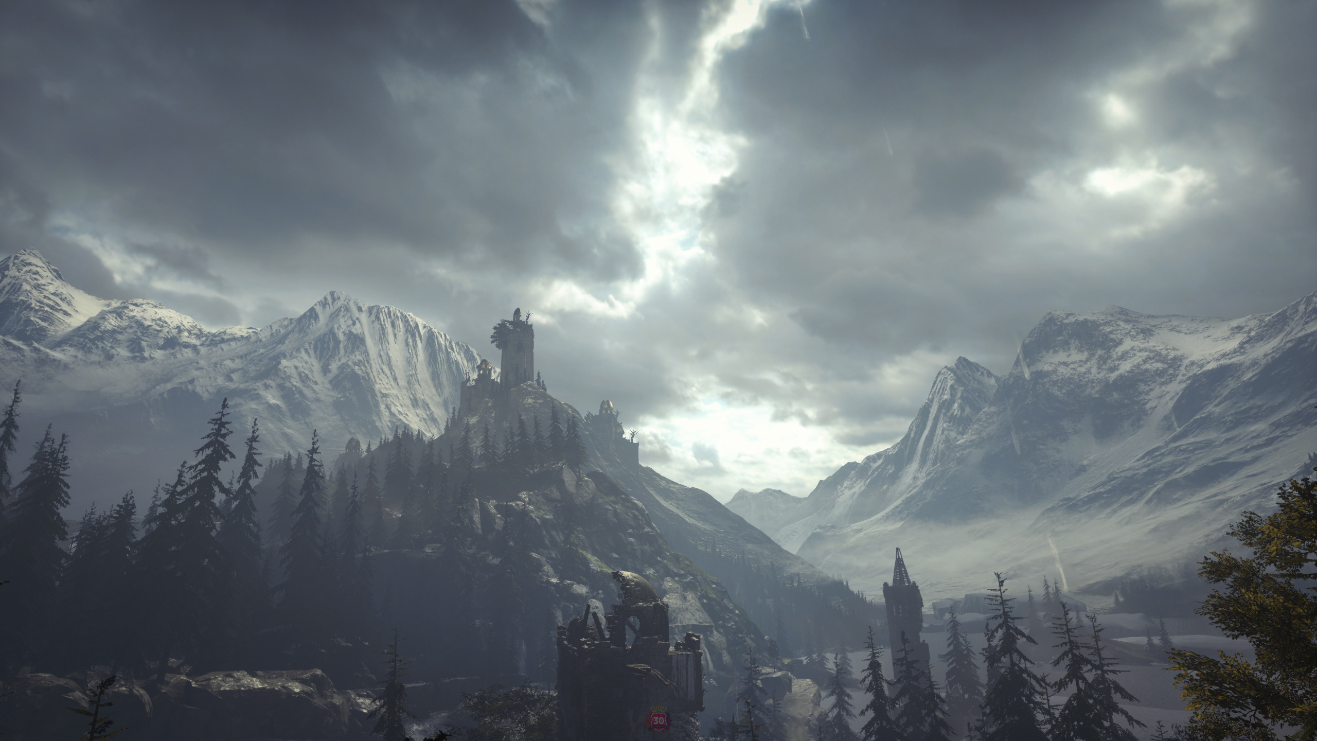 Обои Альпы, горный рельеф, гора, горный хребет, облако в разрешении 2560x1440