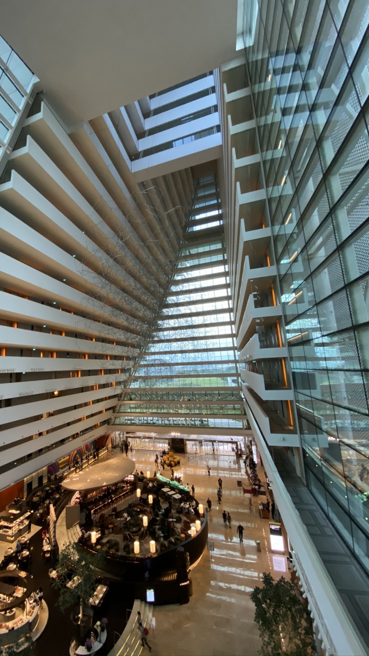 Обои архитектура, коммерческое здание, дизайн интерьера, дневное освещение, лобби в разрешении 720x1280