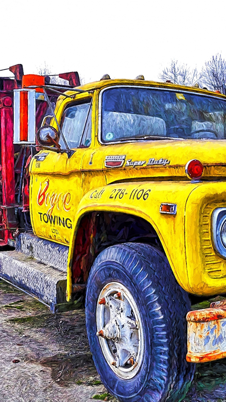 Обои авто, грузовик, живопись, транспорт, Пикап в разрешении 750x1334