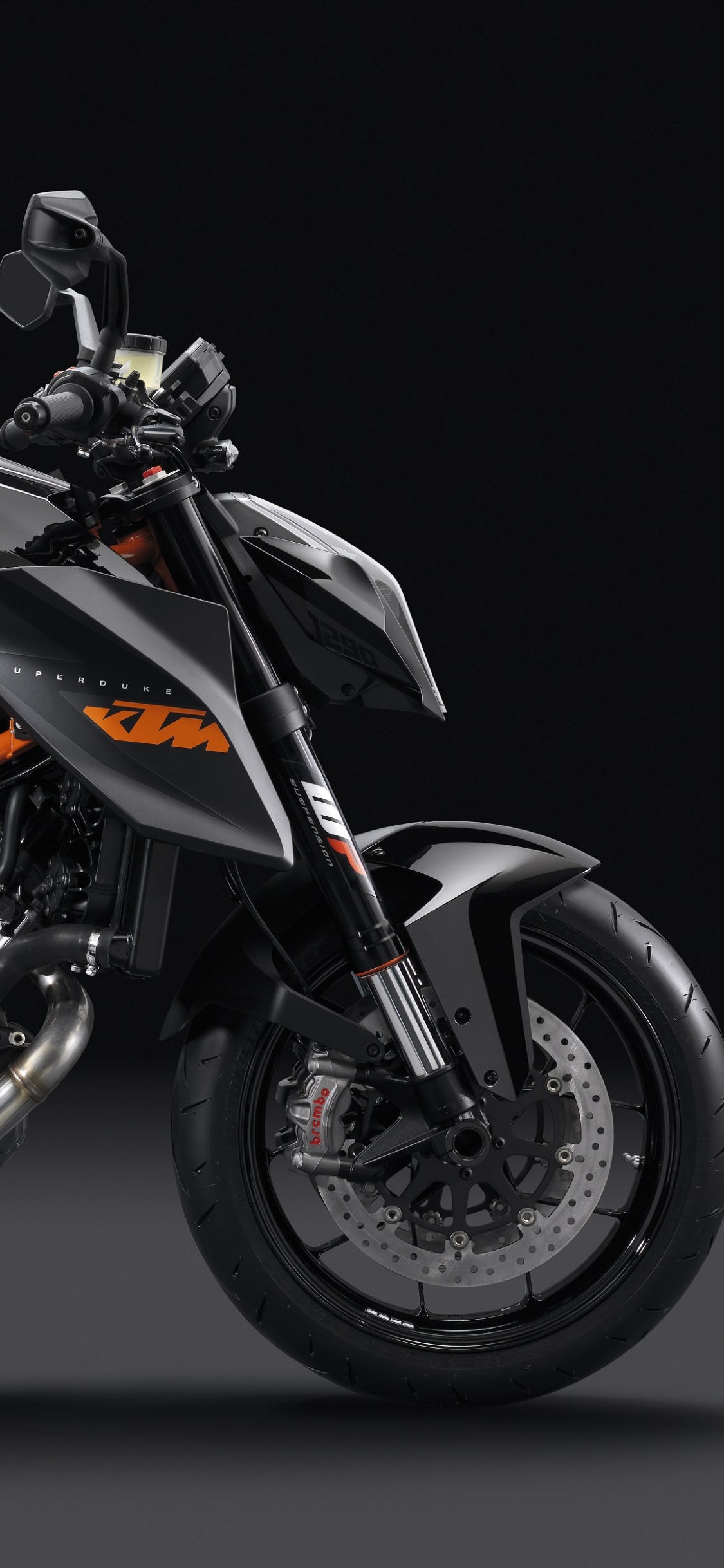 Обои КТМ 990 супер Дюк, КТМ Duke, авто, автомобильное освещение, супермото в разрешении 1125x2436