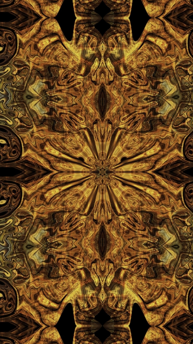 Обои калейдоскоп, узор, симметрия, дизайн, фрактальное искусство в разрешении 750x1334