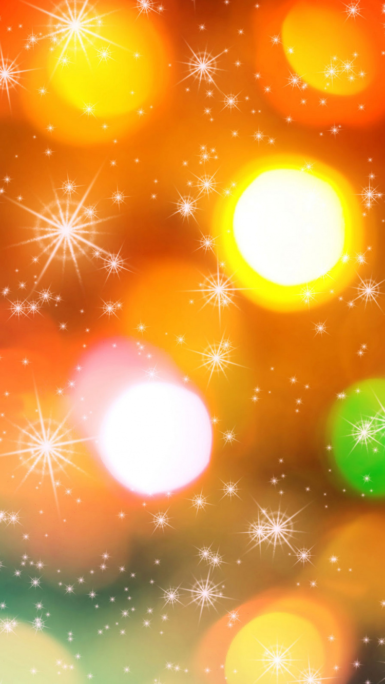 Обои Рождественские огни, Рождественский день, свет, Апельсин, космос в разрешении 750x1334