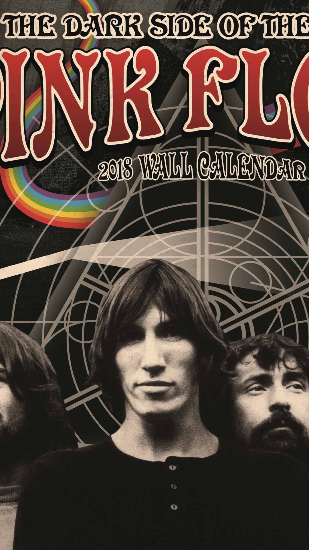 Обои розовый плакат Флойд, Pink Floyd, постер, Темная сторона Луны, обложка альбома в разрешении 1080x1920