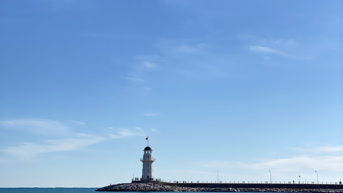 Обои облако, вода, Маяк, вышка, жидкость в разрешении 1366x768