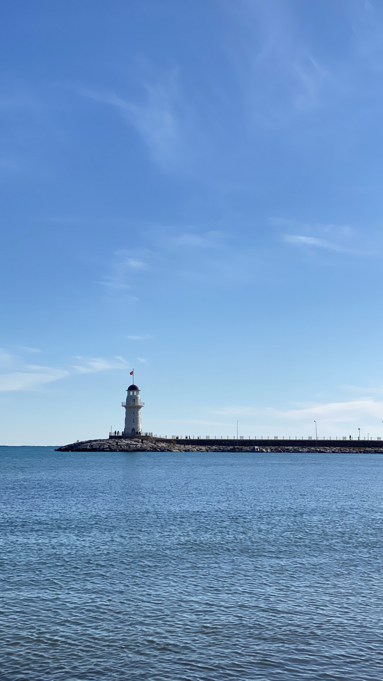 Обои облако, вода, Маяк, вышка, жидкость в разрешении 750x1334