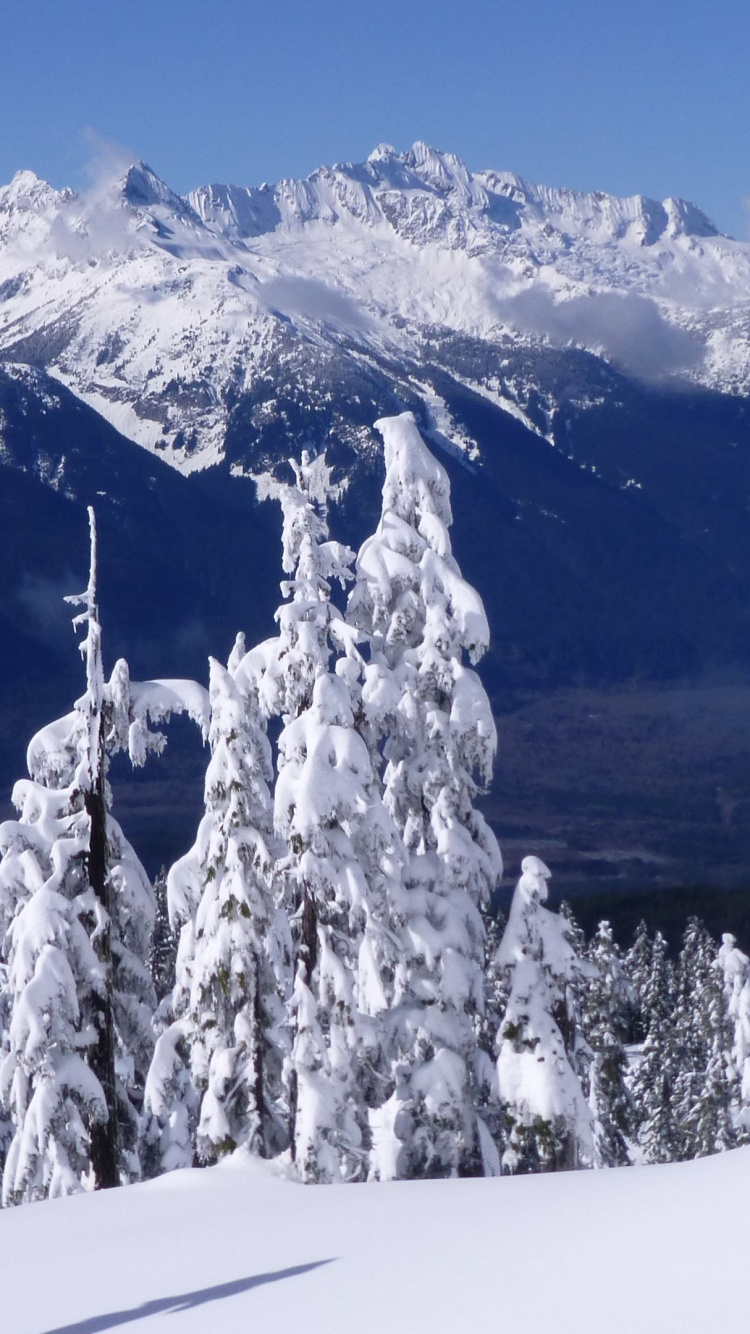 Обои снег, горный рельеф, гора, горный хребет, зима в разрешении 750x1334
