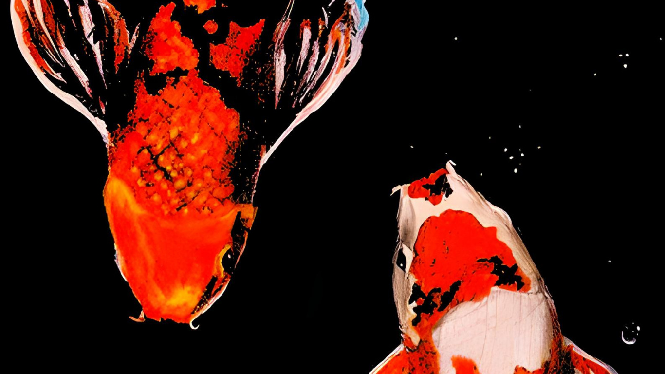 Обои рыба Koi, кои, Золотая рыбка, рыба, живопись в разрешении 1366x768