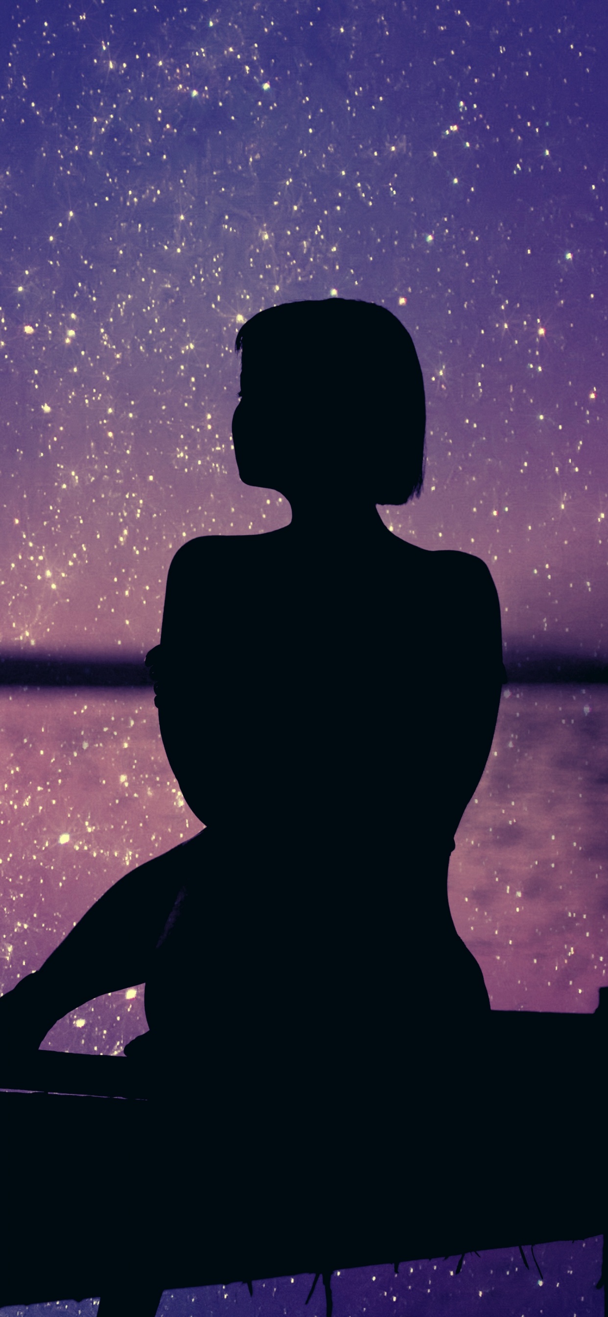 Обои силуэт, пурпур, синий, Фиолетовый, вода в разрешении 1242x2688