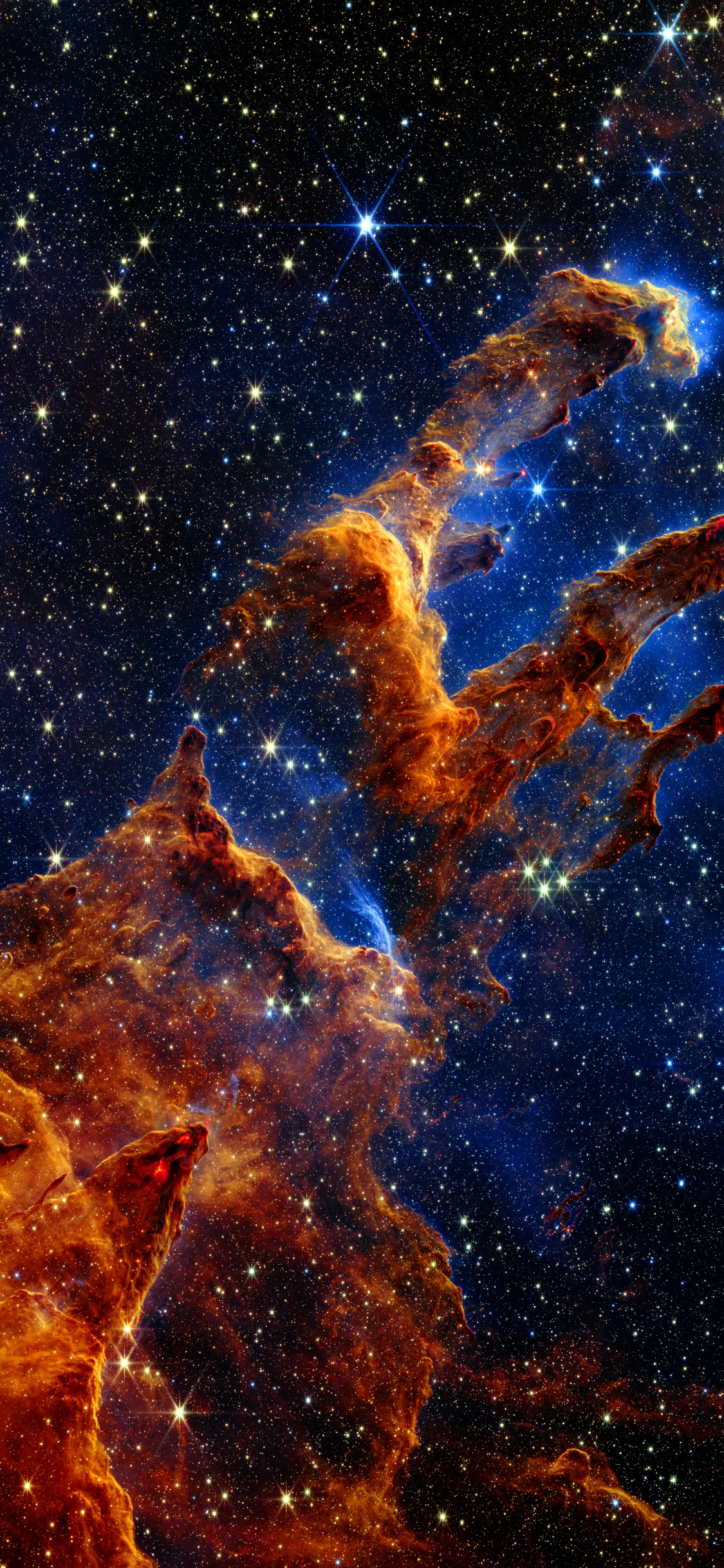 Обои Джеймс Уэбб, Столпы творения, Космический Телескоп Джеймса Вебба, телескоп, космический телескоп в разрешении 1125x2436