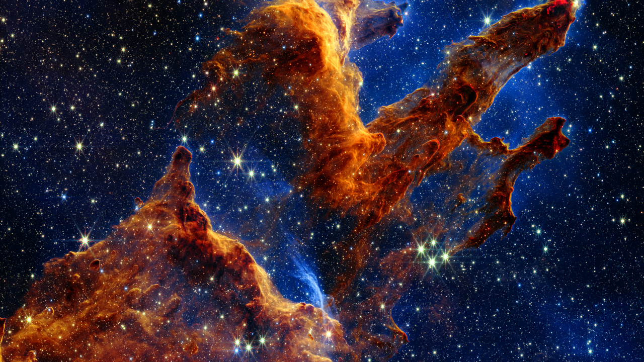 Обои Джеймс Уэбб, Столпы творения, Космический Телескоп Джеймса Вебба, телескоп, космический телескоп в разрешении 1280x720