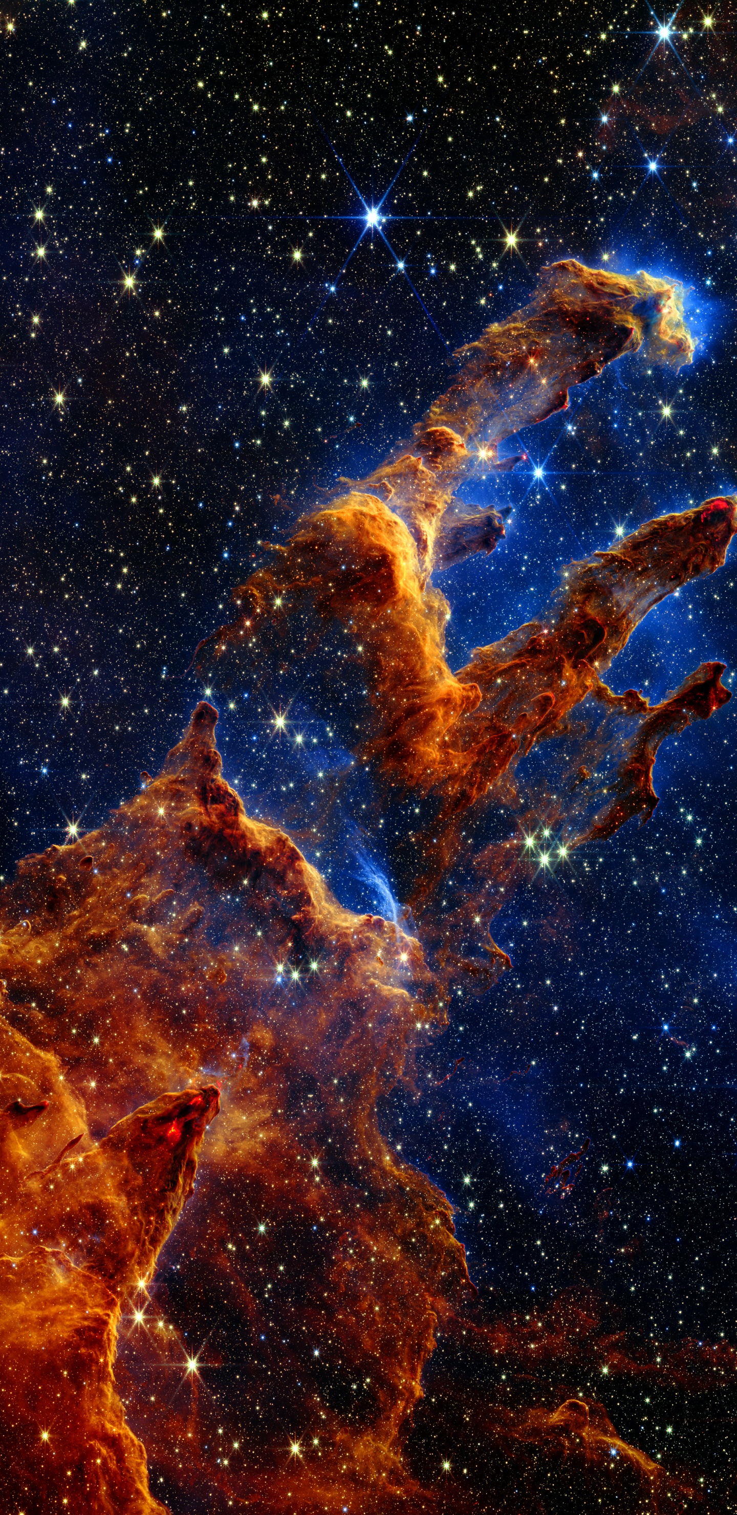 Обои Джеймс Уэбб, Столпы творения, Космический Телескоп Джеймса Вебба, телескоп, космический телескоп в разрешении 1440x2960