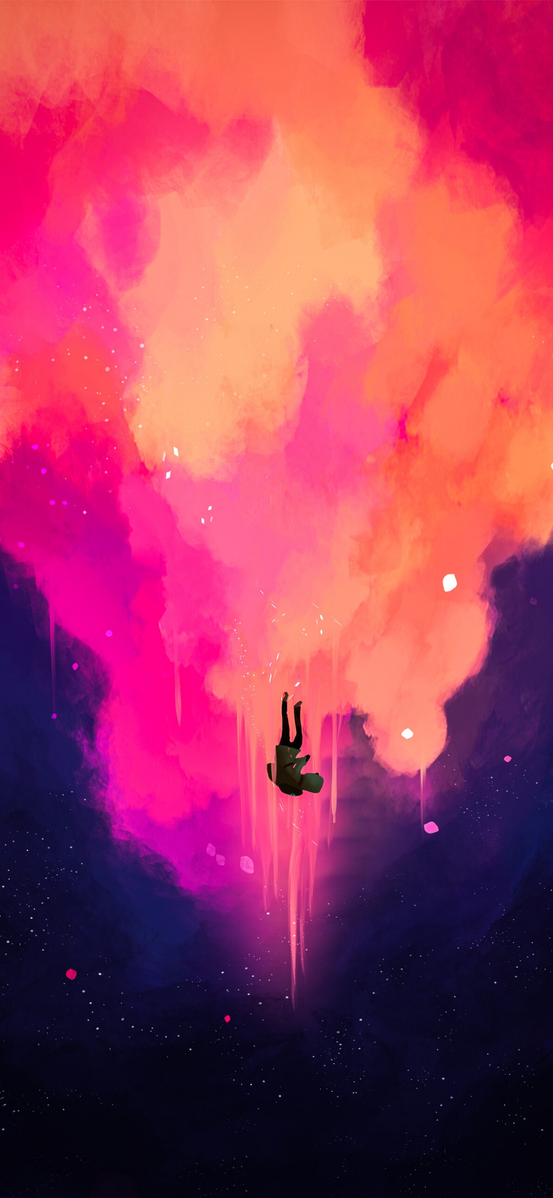 Обои красный цвет, пурпурный цвет, розовый, пурпур, красочность в разрешении 1125x2436