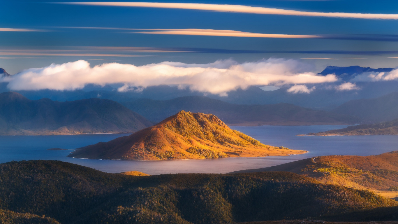 Обои Тасмания, Пик Скоттс, нагорье, гора, облако в разрешении 1366x768