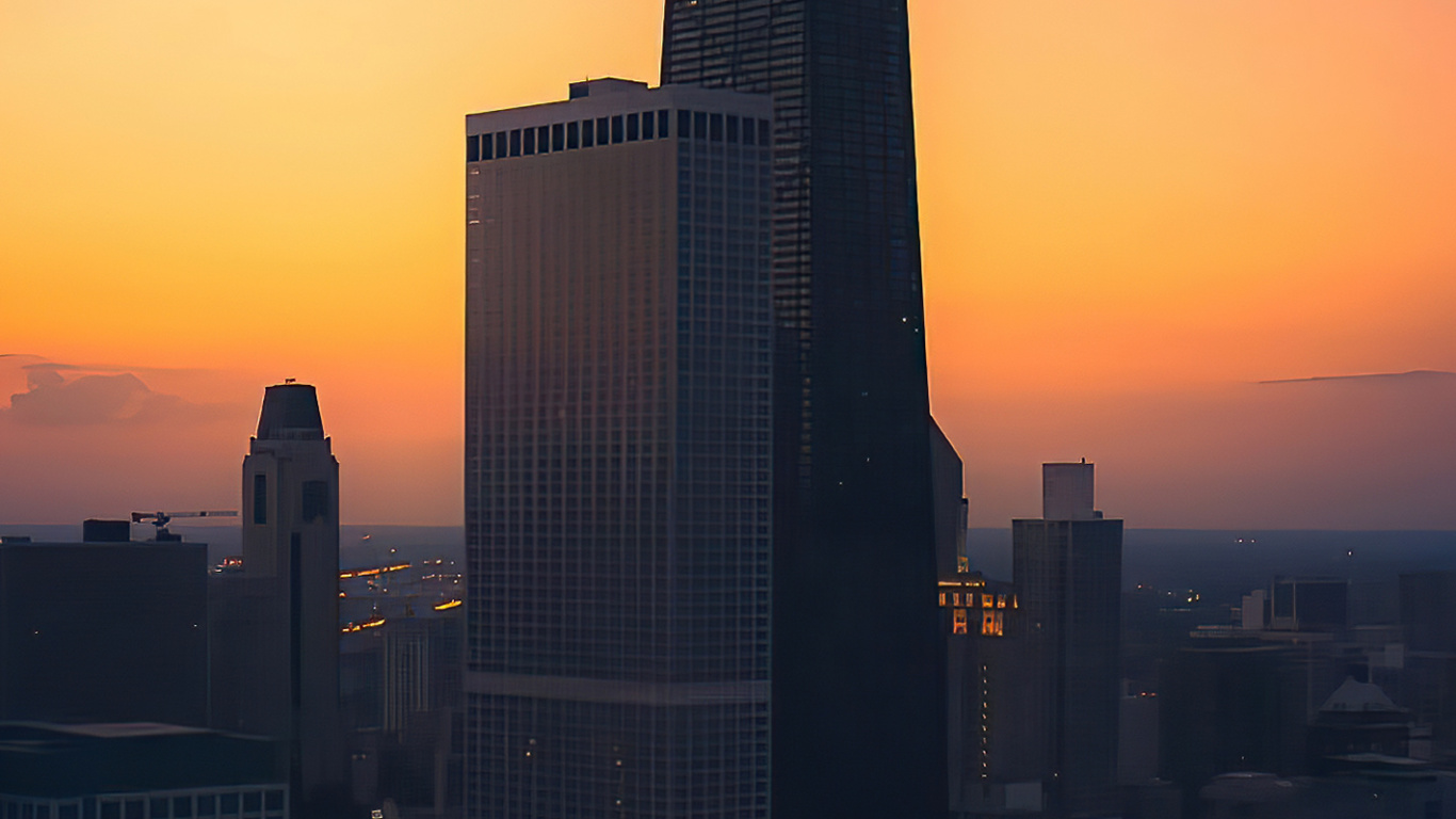 Обои Чикаго, небоскреб, nissan skyline gt r, здание, атмосфера в разрешении 1366x768