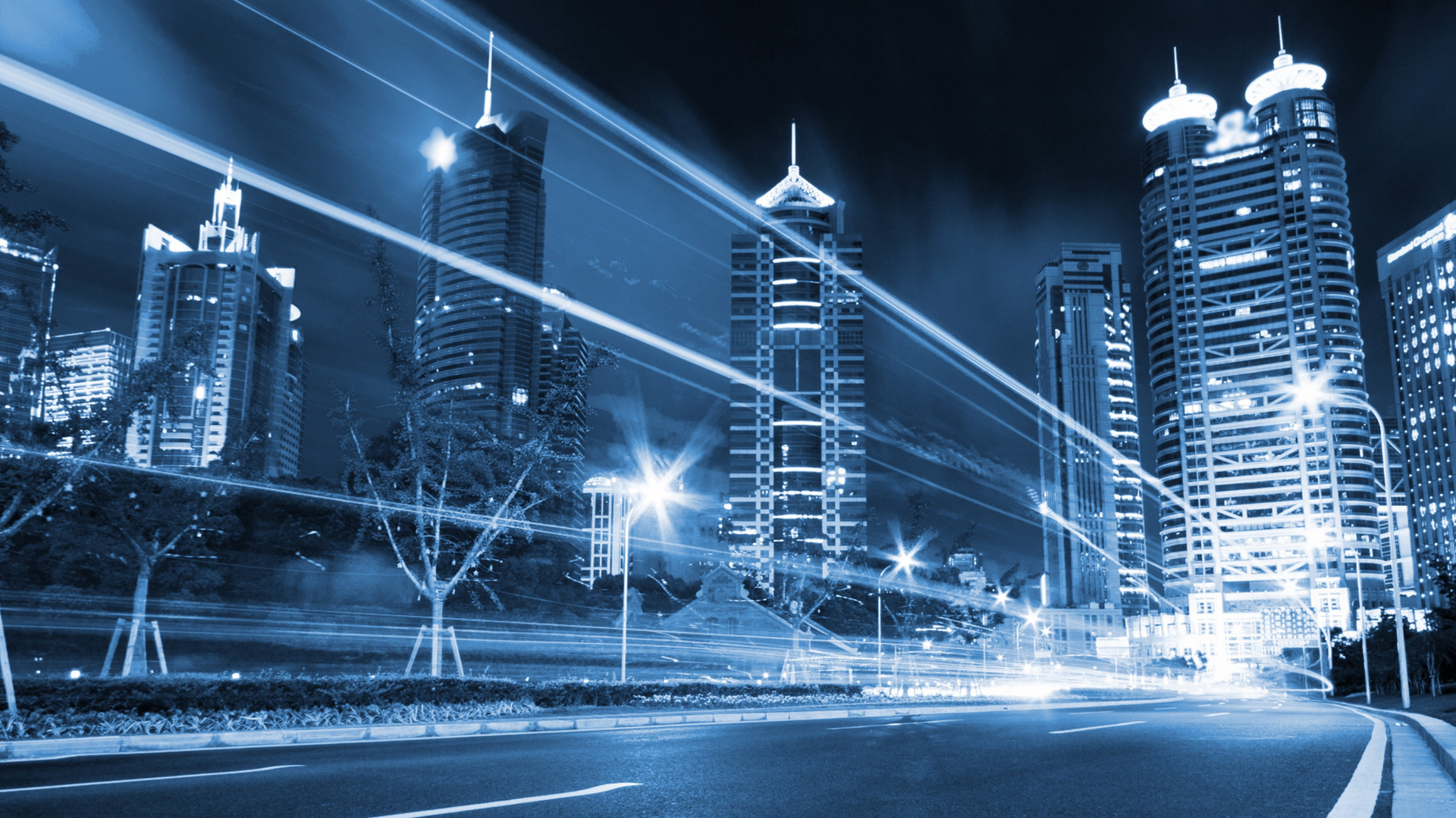 Обои небоскреб, ночь, метрополия, город, городской район в разрешении 1920x1080