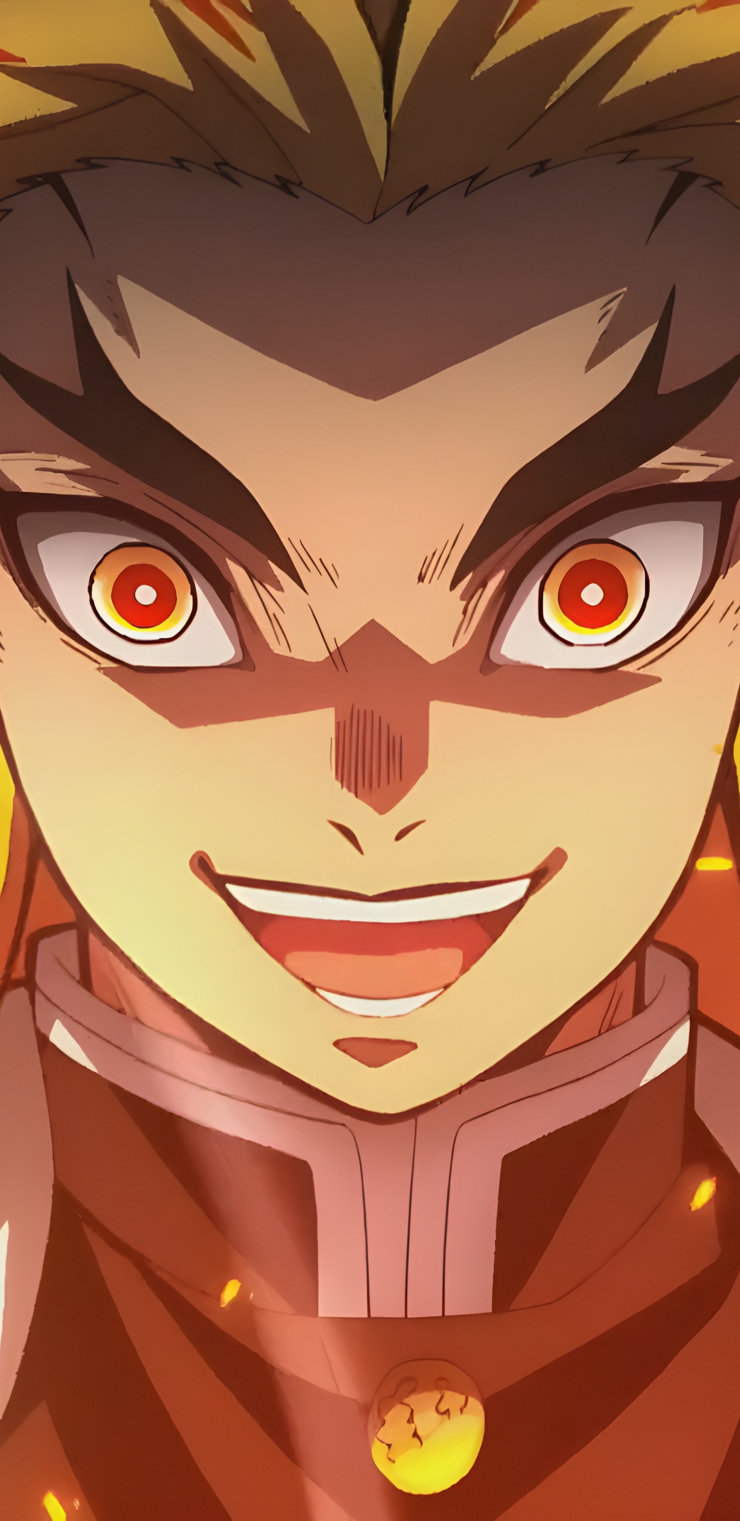 Обои персонажи убийцы демонов поезд муген, кюджур ренгоку, Танджиро Камадо, убийца демонов kimetsu no yaiba, мультик в разрешении 1440x2960