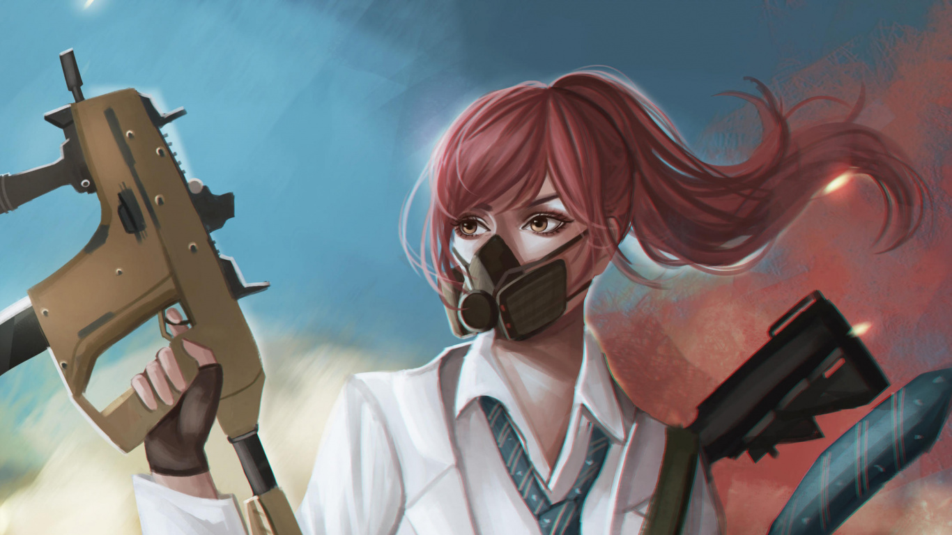 Обои pubg фанарт, фан арт, арт, иллюстрация, аниме в разрешении 1366x768