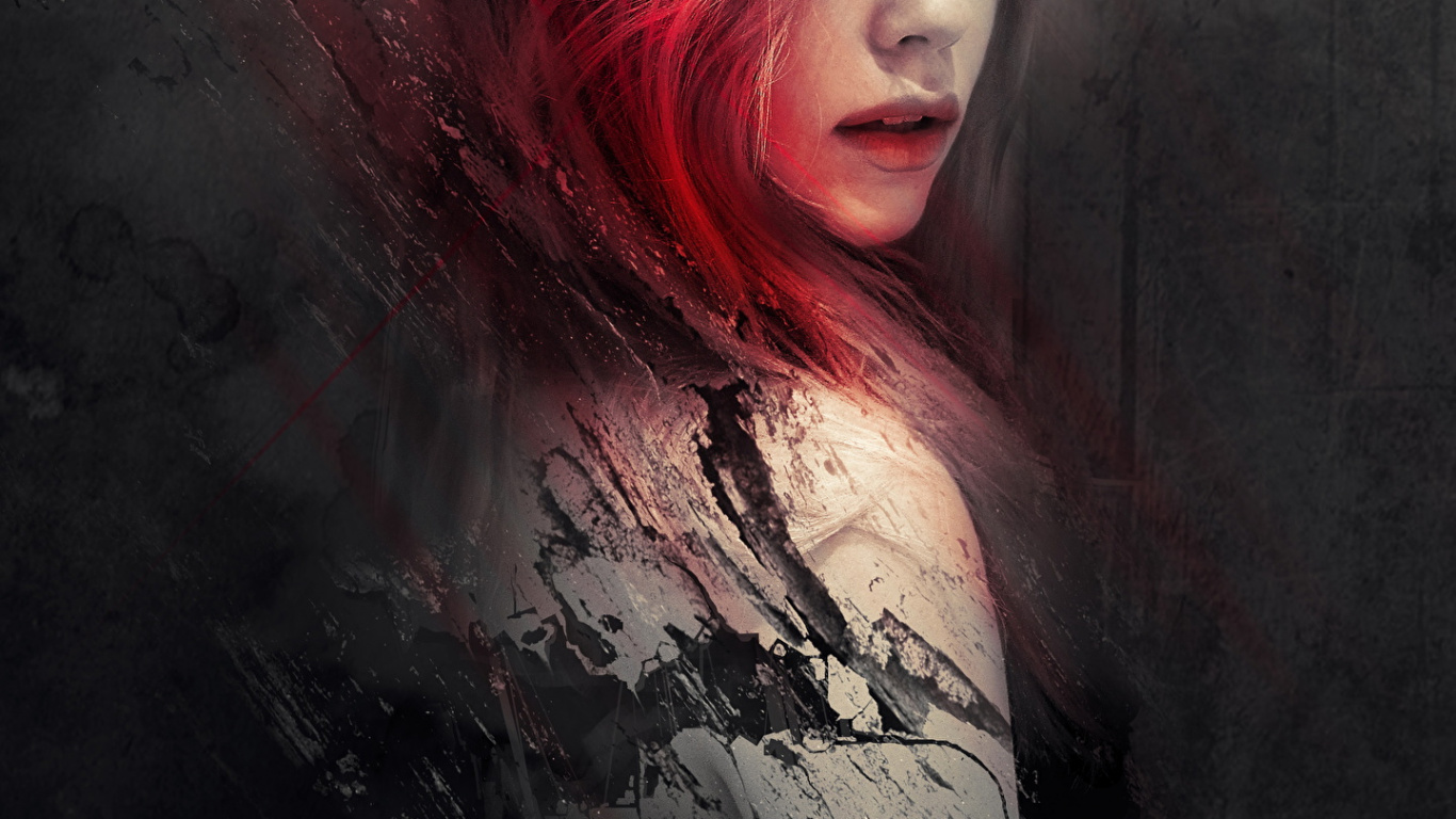 Обои губа, бровь, ресничка, ирис, арт в разрешении 1366x768