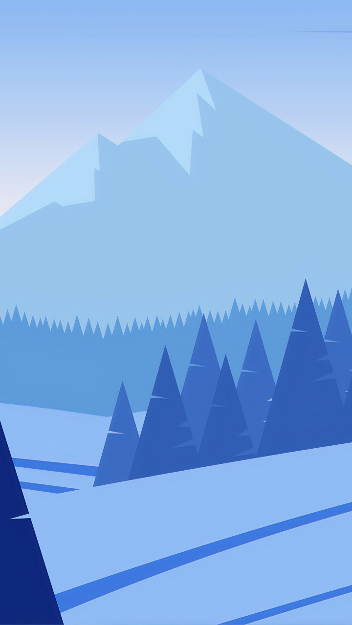 Обои минимализм, абстрактное искусство, артист, гора, лазурный в разрешении 720x1280