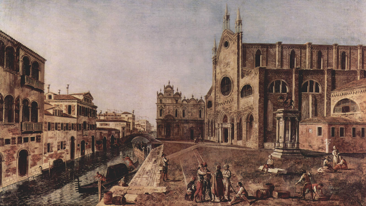 Обои живопись, Венеция, средневековая архитектура, здание, история в разрешении 1280x720