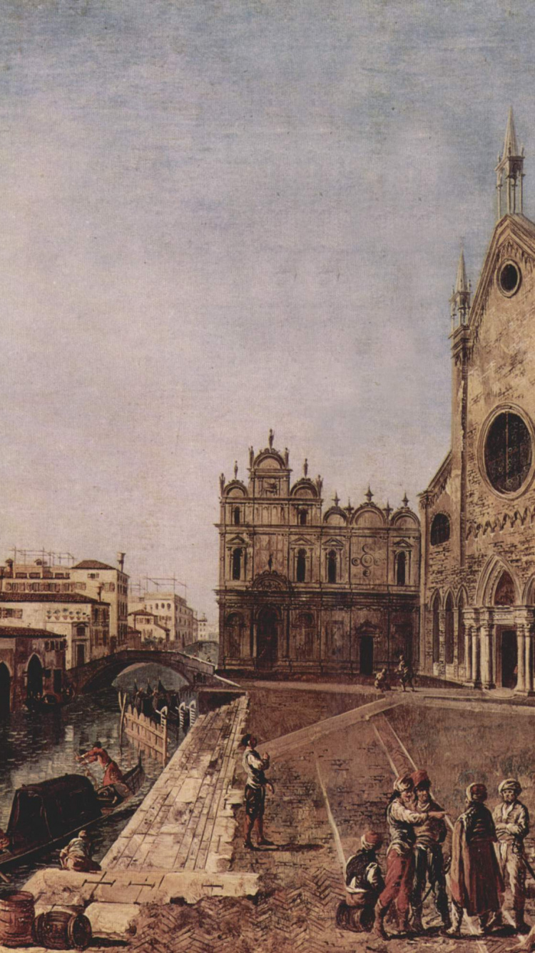 Обои живопись, Венеция, средневековая архитектура, здание, история в разрешении 750x1334