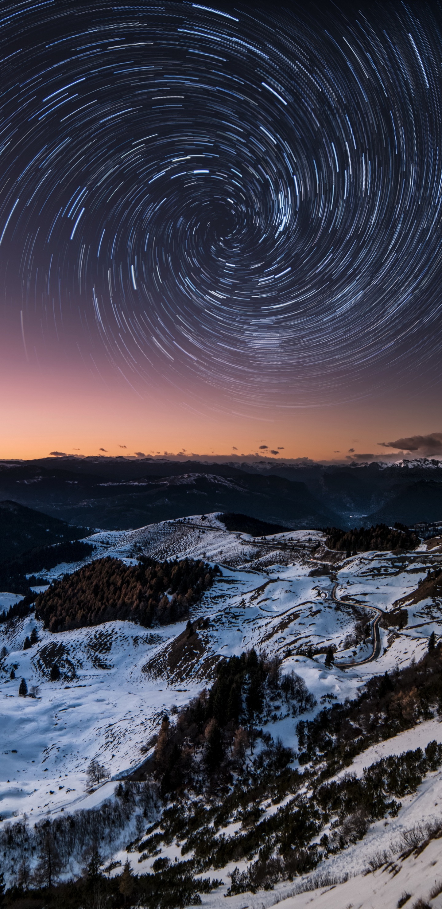 Обои Звездный след, звезда, атмосфера, природа, природный ландшафт в разрешении 1440x2960