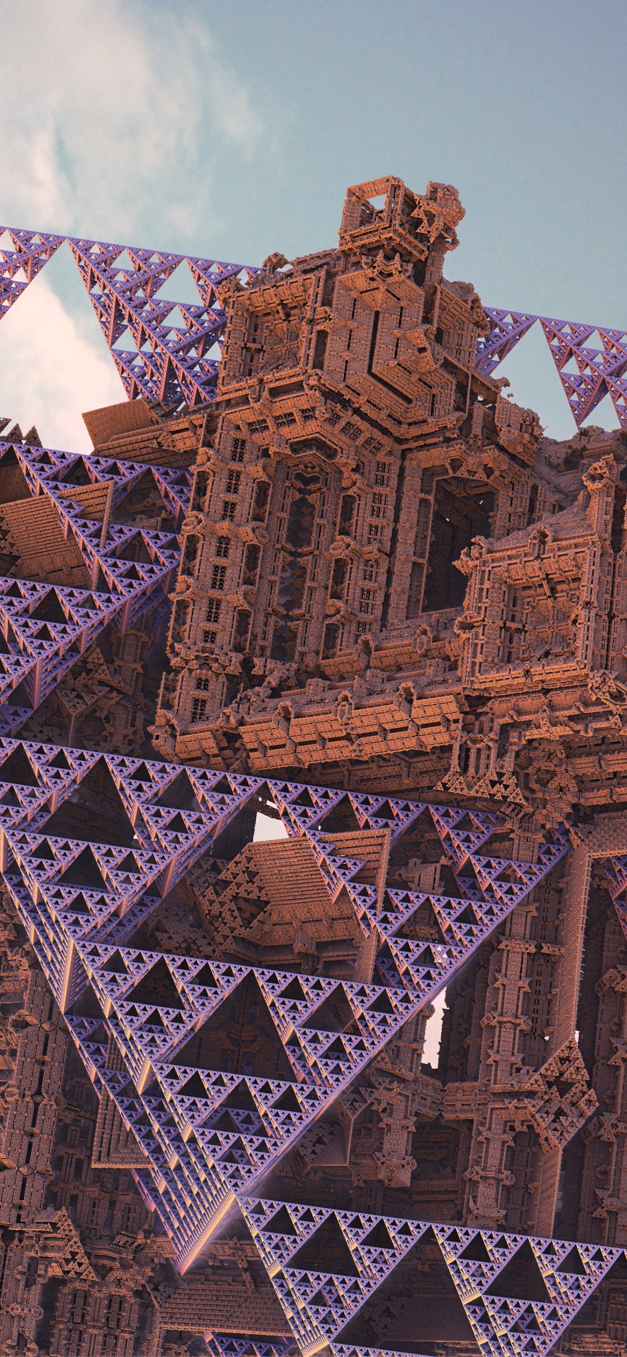 Обои ориентир, облако, здание, мир, пурпур в разрешении 1242x2688