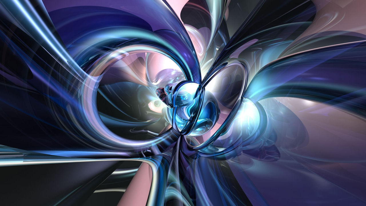 Обои фрактальное искусство, фрактал, синий, пурпур, графика в разрешении 1280x720