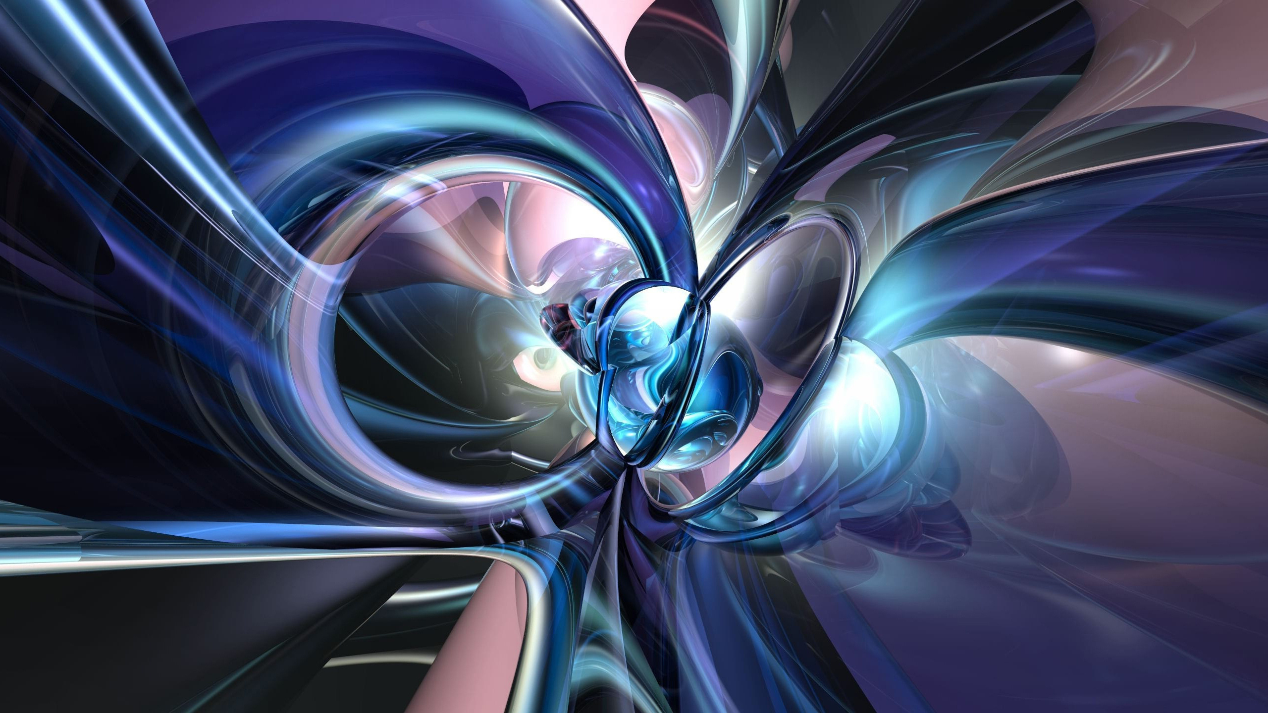 Обои фрактальное искусство, фрактал, синий, пурпур, графика в разрешении 2560x1440