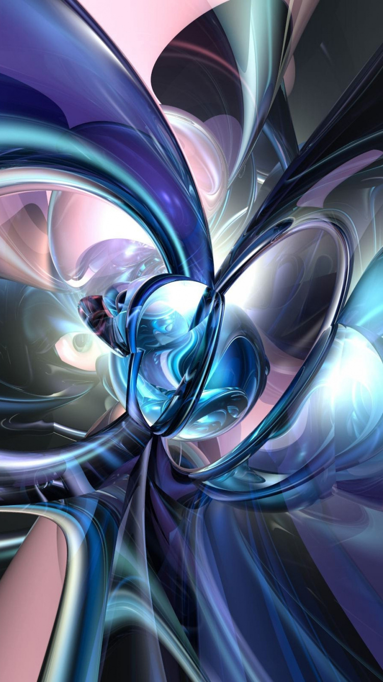 Обои фрактальное искусство, фрактал, синий, пурпур, графика в разрешении 750x1334