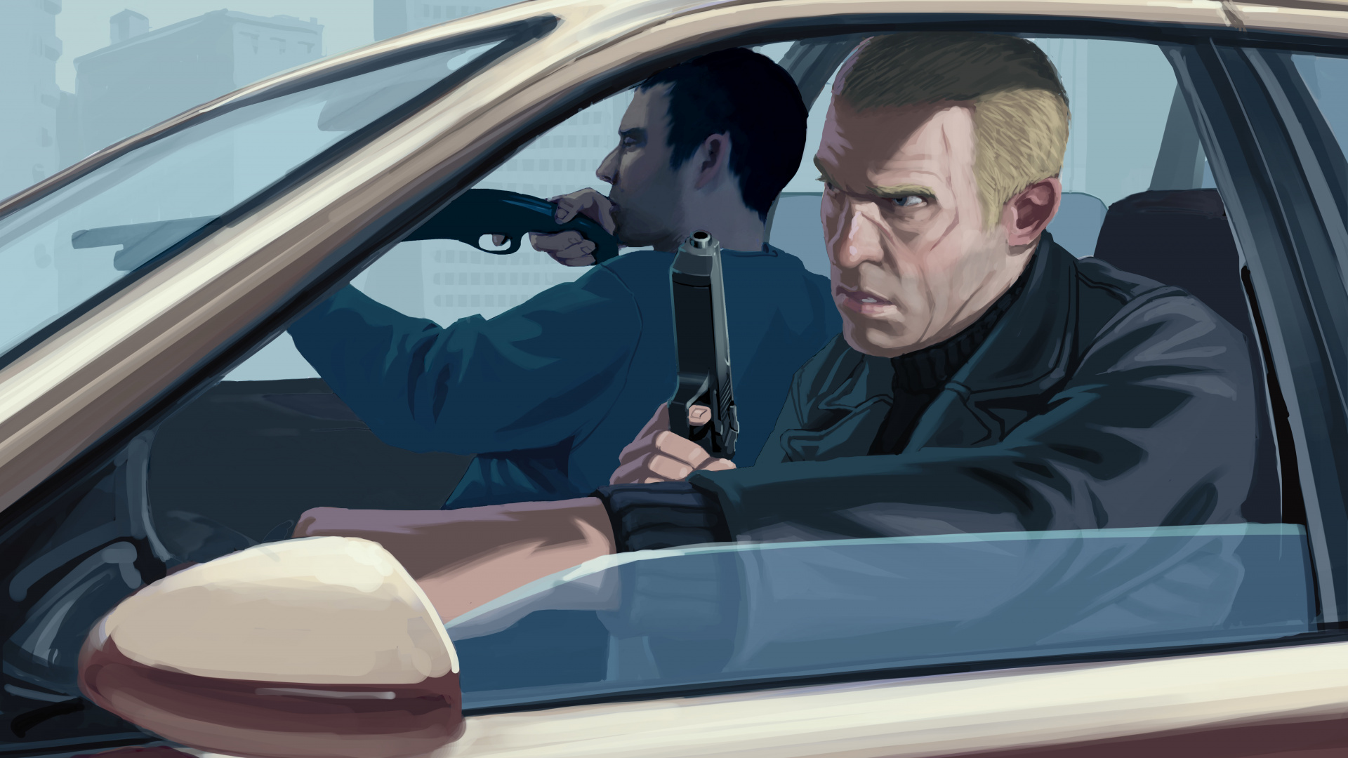 Обои grand theft auto iv, grand theft auto v, Рокстар игры, Нико Беллик, авто в разрешении 1920x1080